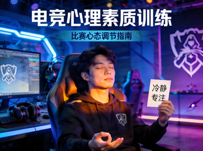 电竞心理素质训练课程封面图，展示选手比赛心态调节场景